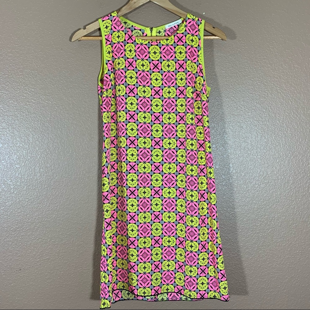 Tea n Rose Geometric Shift Dress Size Small Mid-Century Modern MCM